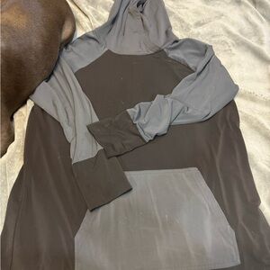 Women’s LuLaRoe Amber Two-Tone Gray and Black Hoodie Sweater